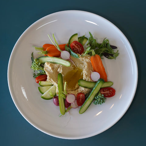 Seasonal Farm Fresh Raw Veg and Hummus